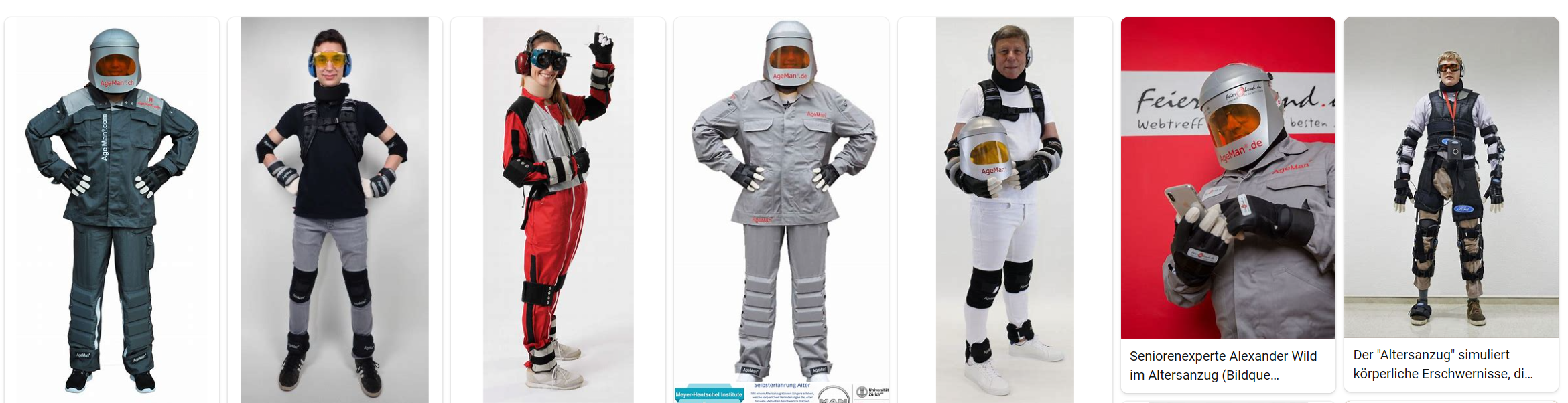 alterssimulationsanzug verschiedene Modelle